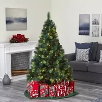 Nearly Natural 6ft. Assorted Green Scotch Pine Artificial Christmas Tree With 250 Led Lights 6 Foot Pre-Lit Pine Christmas Tree