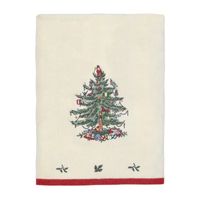 Spode Christmas Tree Embroidered Holiday Bath and Hand Towel
