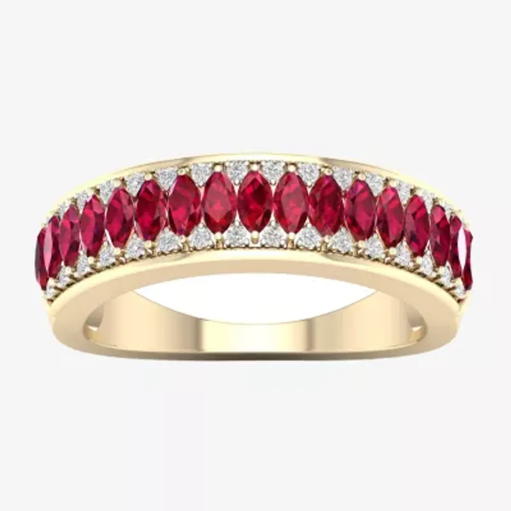 Lead Glass-Filled Red Ruby 10K Gold Band