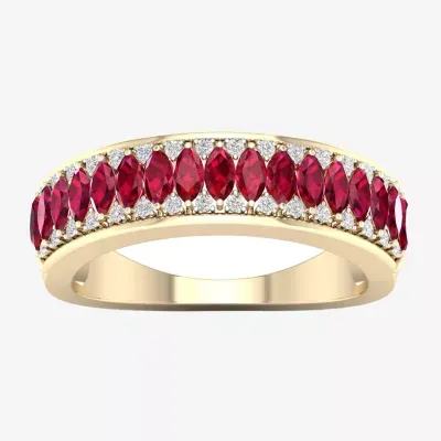 Lead Glass-Filled Red Ruby 10K Gold Band