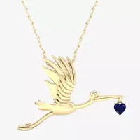 Gender Reveal Pelican Womens Lab Created Sapphire 14K Gold Over Silver Pendant Necklace