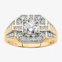 Mens White Cubic Zirconia 10K Gold Fashion Ring