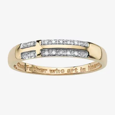 Sideways Mens Diamond Accent Natural White 14K Gold Over Silver Cross Fashion Ring