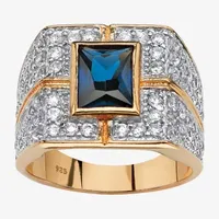 Mens Genuine Blue Sapphire 18K Gold Over Silver Fashion Ring