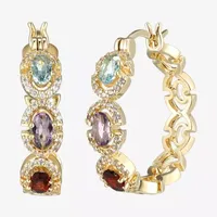 Multi Color 18K Gold Over Silver 25.1mm Hoop Earrings