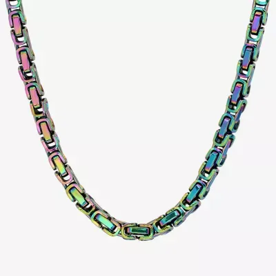 Steeltime Stainless Steel 24 Inch Solid Byzantine Chain Necklace