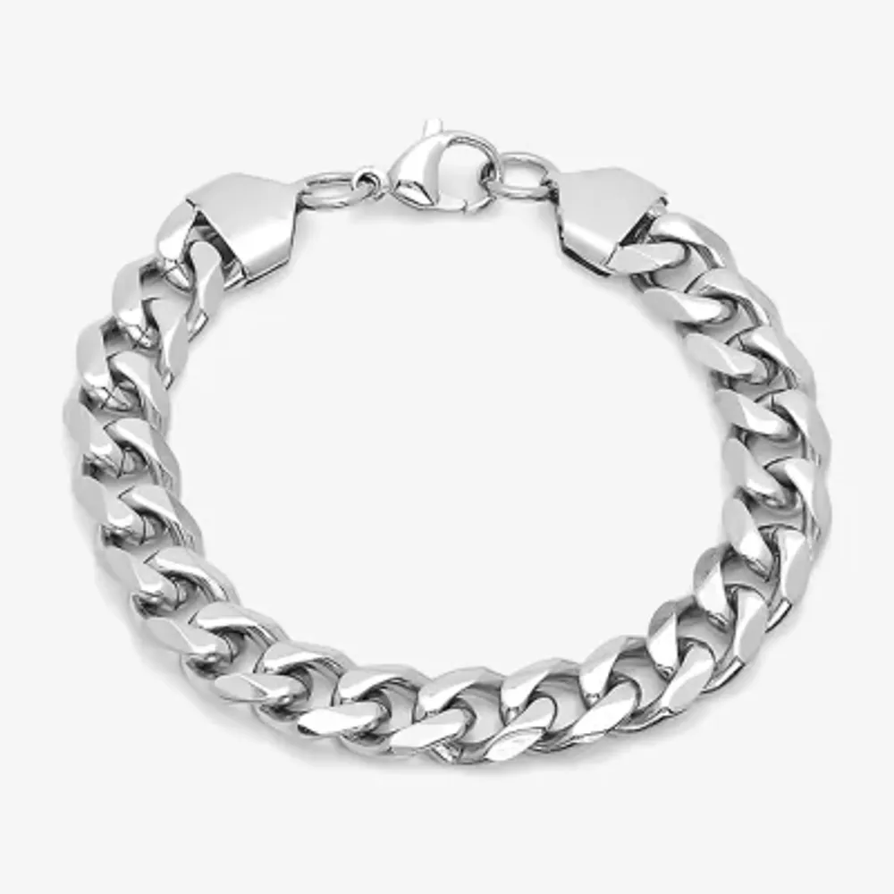 Steeltime Stainless Steel 8 1/2 Inch Solid Cuban Link Bracelet