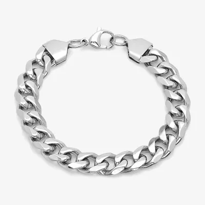 Steeltime Stainless Steel 8 1/2 Inch Solid Cuban Link Bracelet