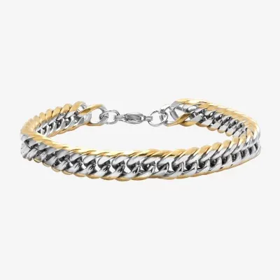 Steeltime 18K Gold Over Stainless Steel 8 1/2 Inch Solid Cuban Link Bracelet