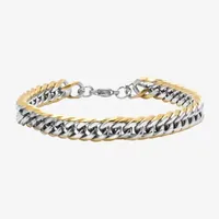 Steeltime 18K Gold Over Stainless Steel 8 1/2 Inch Solid Cuban Link Bracelet