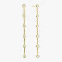 Linear 1/10 CT. T.W. Natural White Diamond 14K Gold Over Silver Drop Earrings