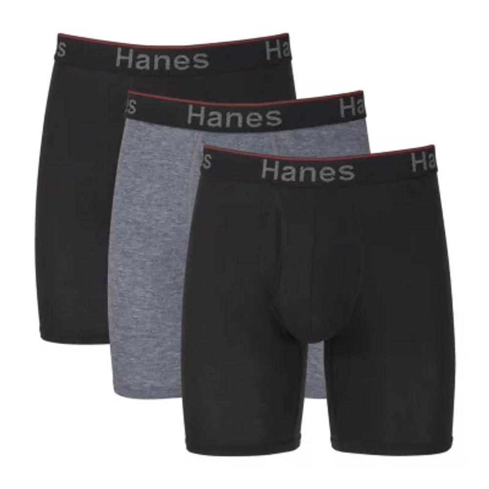 Hanes Ultimate Comfort Flex Fit Total Support Pouch Mens 3 Pack Long Leg  Boxer Briefs
