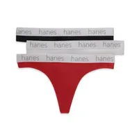 Hanes Originals Ultimate Cotton Stretch Women’s Thong Underwear Pack, 3-Pack 45UOBT