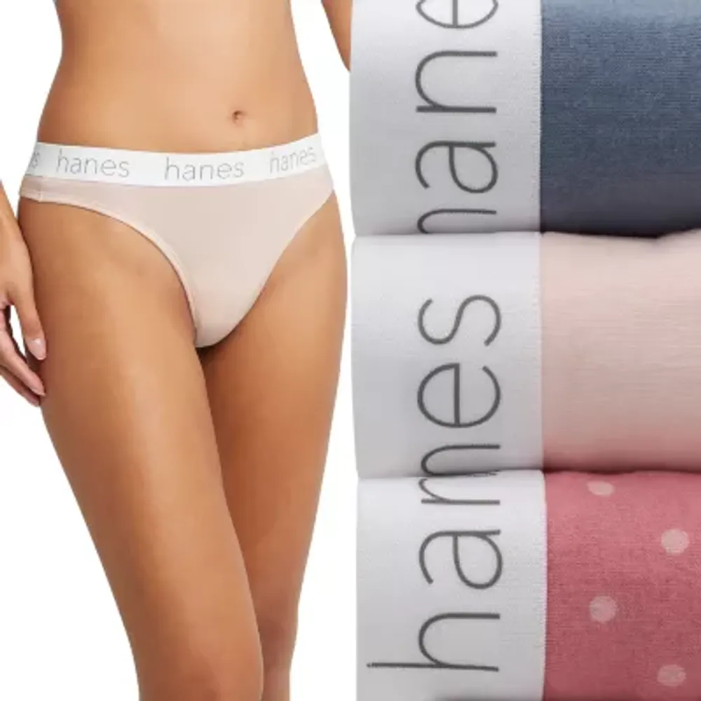 Hanes Originals Ultimate Cotton Stretch Women's Thong Underwear Pack, 3-Pack  45UOBT