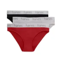 Hanes Originals Ultimate Cotton Stretch Women’s Bikini Underwear Pack, 3-Pack 45UOBK