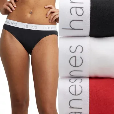 Hanes Originals Ultimate Cotton Stretch Women’s Bikini Underwear Pack, 3-Pack 45UOBK