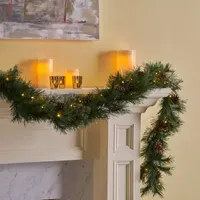 9 Foot Pre-Lit Indoor Christmas Garland - Green Clear LED