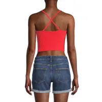 Arizona Womens Juniors V Neck Sleeveless Seamless Tank Top