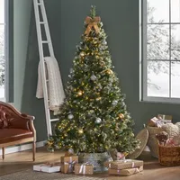 7 1/2 Foot Pine Pre-Lit Christmas Tree - Green Clear LED