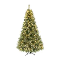 7 1/2 Foot Pine Pre-Lit Christmas Tree - Green Clear LED