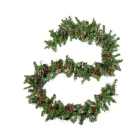 9 Foot Pre-Lit Indoor Christmas Garland - Green LED