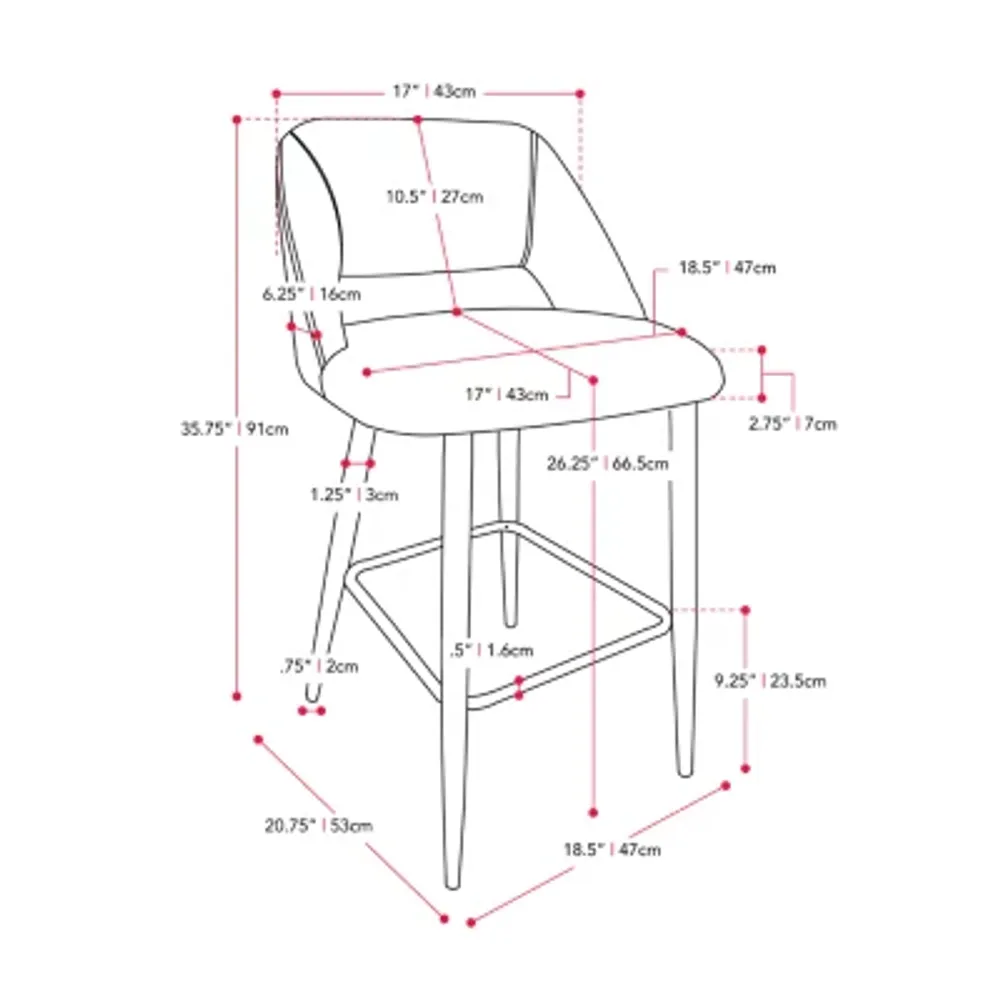 Talia 2-pc. Counter Height Upholstered Bar Stool