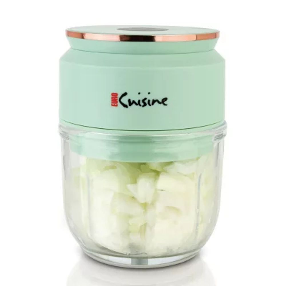 Euro Cuisine Mini Cordless/Rechargeable Chopper with USB Cord & Glass Bowl