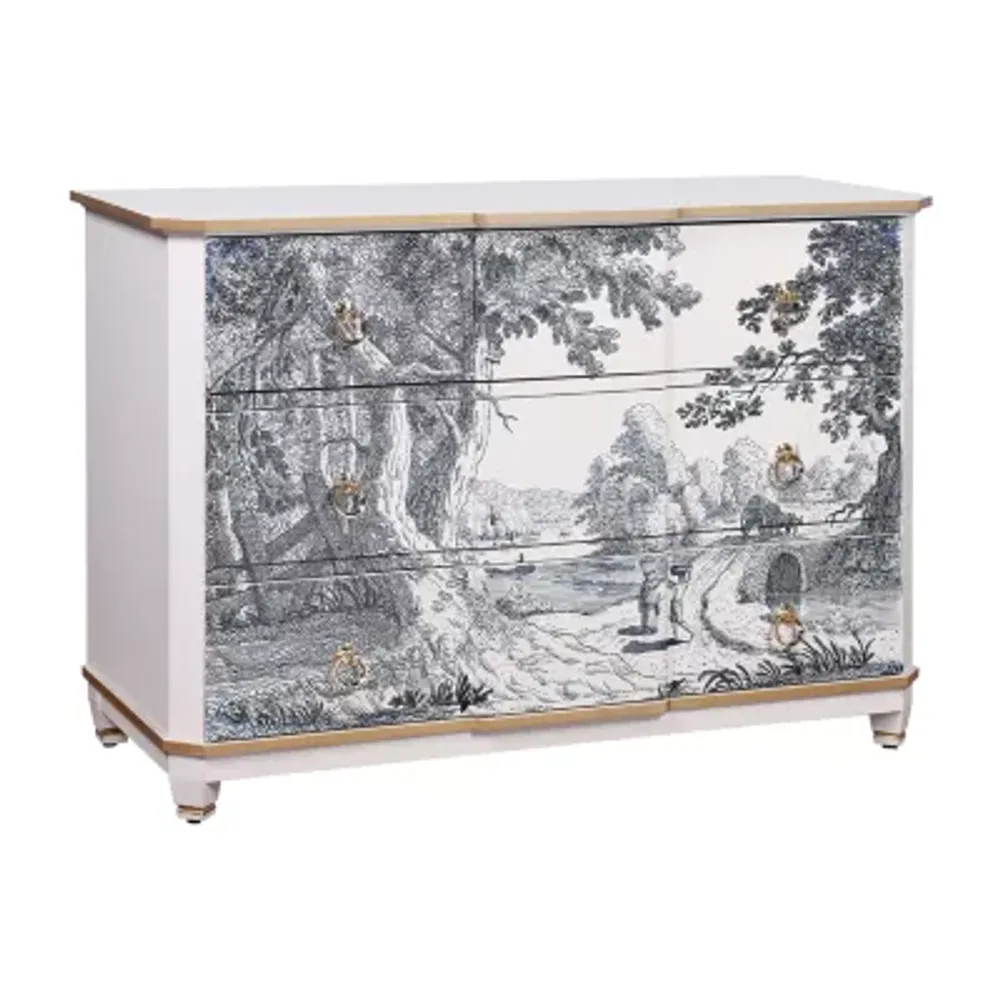 StyleCraft Dann Foley 3-Drawer White & Gold Lifestyle Chest