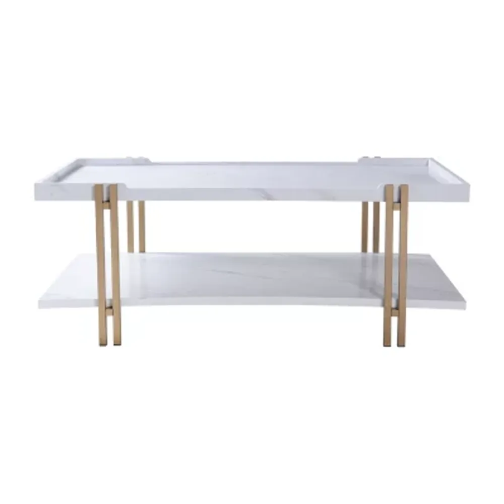 StyleCraft Dann Foley Gold & White Marble Cocktail Table