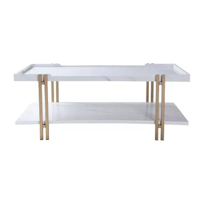 StyleCraft Dann Foley Gold & White Marble Cocktail Table