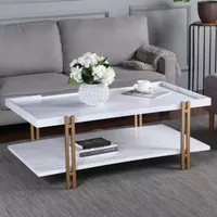 StyleCraft Dann Foley Gold & White Marble Cocktail Table