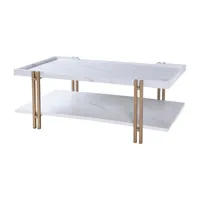 StyleCraft Dann Foley Gold & White Marble Cocktail Table