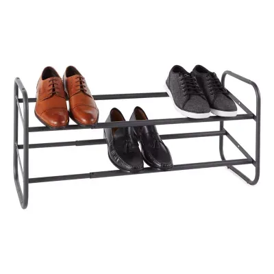 Home Expressions 2-Shelf Expandable Shoe Rack with pivoting bars