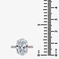 (G-H / Si1-Si2) Womens 5 1/2 CT. T.W. Lab Grown White Diamond 14K Gold Oval Side Stone Engagement Ring