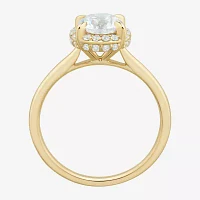 (H-I / Si1-Si2) Womens 1 1/4 CT. T.W. Lab Grown White Diamond 10K Gold Round Halo Engagement Ring