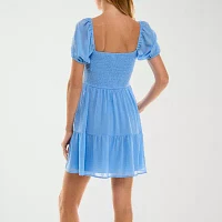 City Triangle Womens Short Sleeve Fit + Flare Dress Juniors