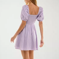 City Triangle Womens Short Sleeve Fit + Flare Dress Juniors