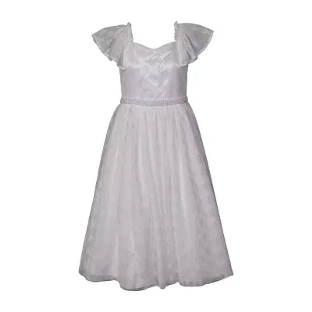 Bonnie Jean Big Girls Communion Short Sleeve Flutter Flower Girl Fit + Flare Dress