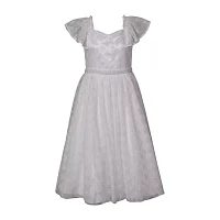Bonnie Jean Big Girls Communion Short Sleeve Flutter Flower Girl Fit + Flare Dress