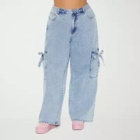 Forever 21 - Juniors Plus Bow Denim Womens High Rise Wide Leg Jean