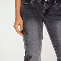 Forever 21 - Juniors Floral Embriodered Womens Low Rise Flare Leg Jean