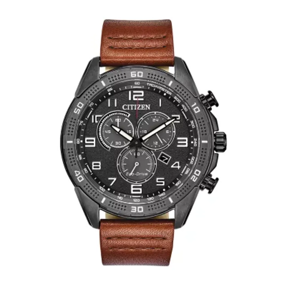 Citizen Mens Chronograph Brown Leather Strap Watch At2447-01e