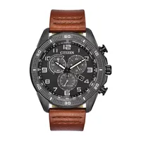 Citizen Mens Chronograph Brown Leather Strap Watch At2447-01e