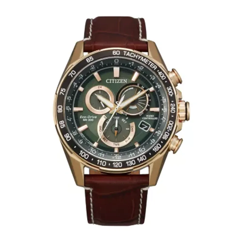 Citizen Mens Chronograph Brown Leather Strap Watch Cb5919-00x