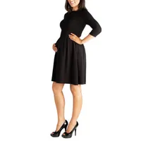 24seven Comfort Apparel Womens 3/4 Sleeve Fit + Flare Dress Maternity