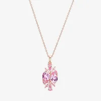 Womens Lab Created Multi Color Stone 14K Rose Gold Over Silver Pendant Necklace