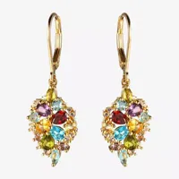 Genuine Multi Color 18K Gold Over Silver Drop Earrings