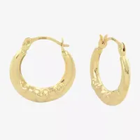 14K Gold 15mm Heart Hoop Earrings