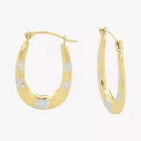 14K Two Tone Gold 22mm Round Hoop Earrings