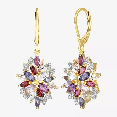 Genuine Purple Amethyst 18K Gold Over Silver Drop Earrings